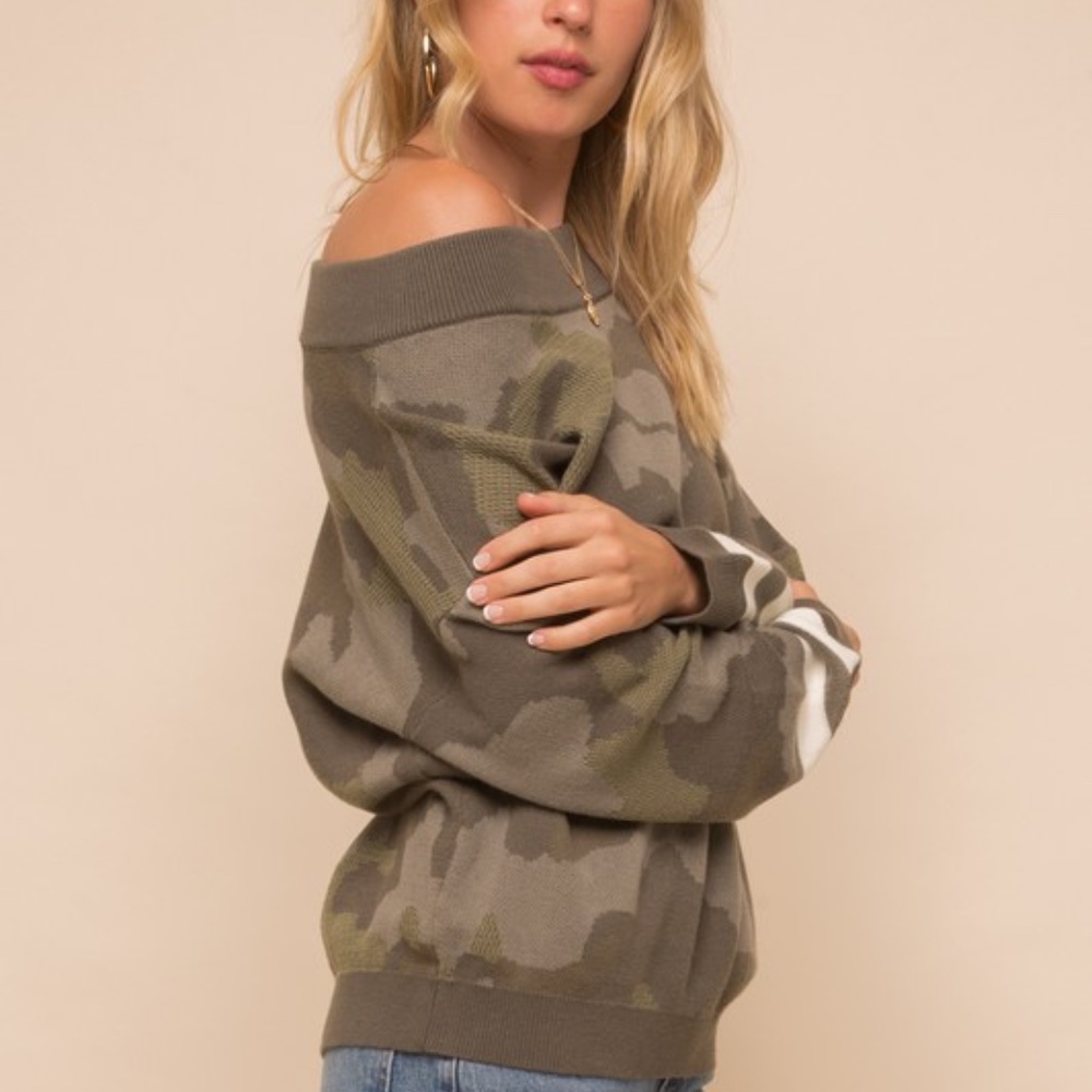 Last 1! NWT CAMOUFLAGE Camo Knit Top - Picture 9 of 13